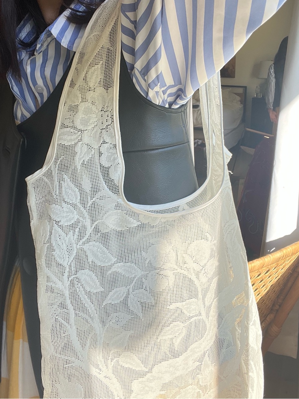 Handmade Sheer White Vintage Lace Shoulder Bag - Picture 2 of 9